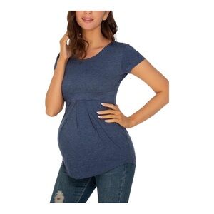 Glampunch Maternity Short Sleeve Shirt Blue Size S